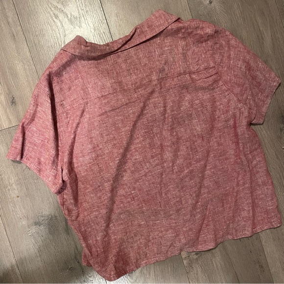 Rachel Zoe Short Sleeve Linen Button Up Top Size M - Picture 5 of 5